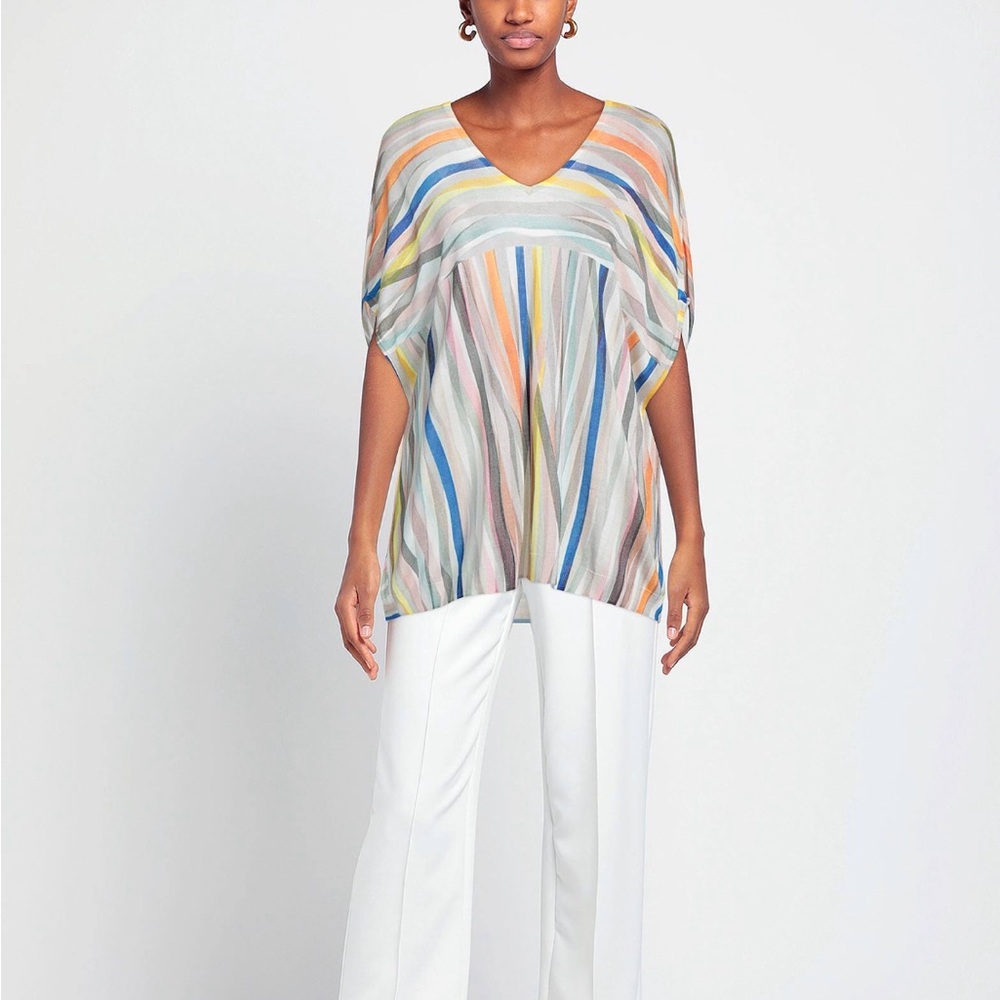 Cute summer top with orange and blue stripes